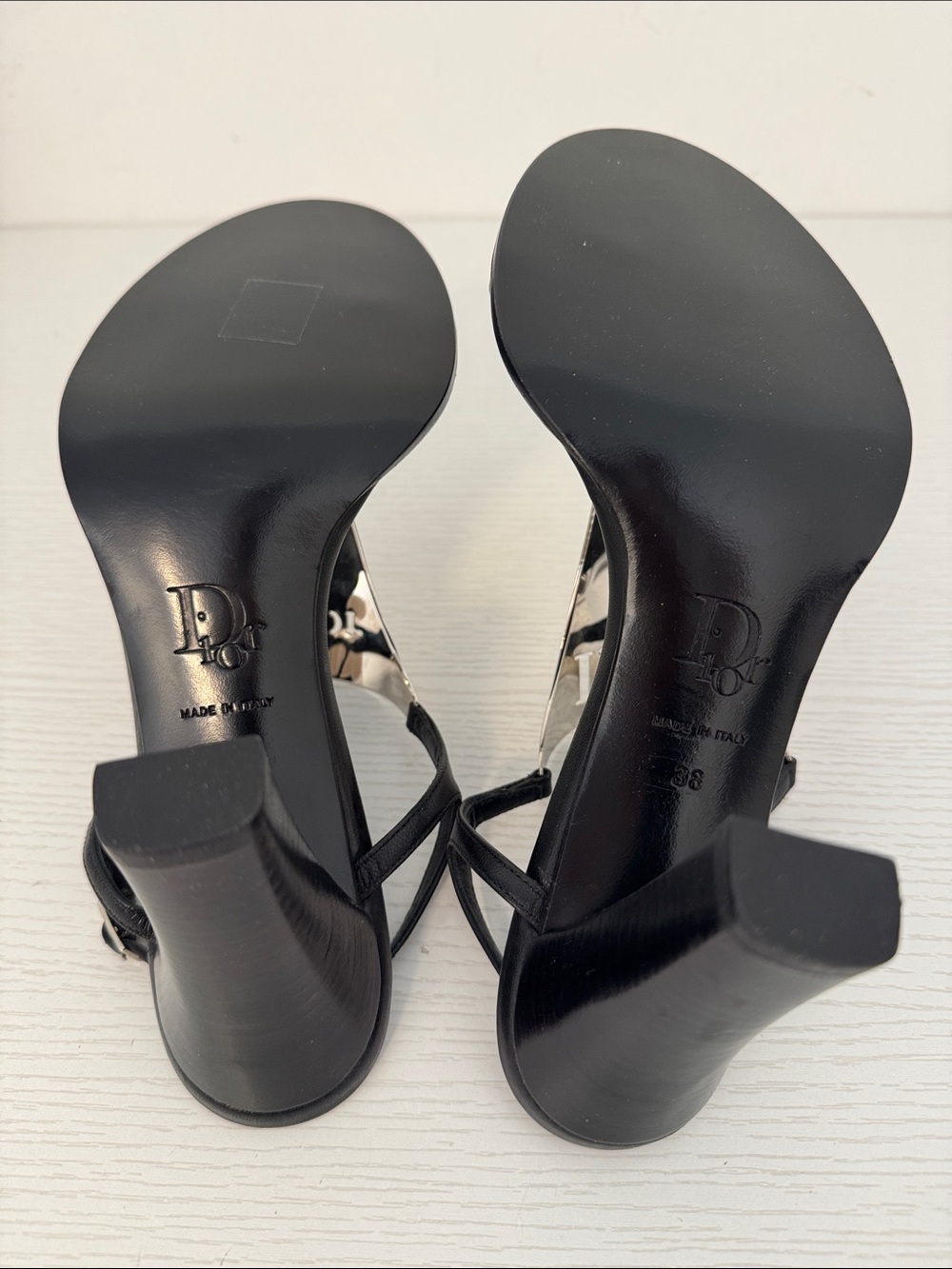 Dior Vintage Archival 2003 Galliano EU 38 Noir Black Leather Thong Heel Sandals - Picture 5 of 5